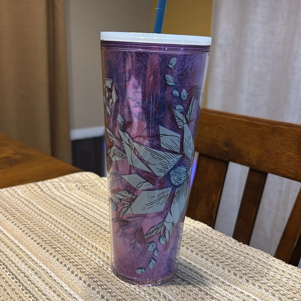 Starbucks 2024 Valentine Purple Winter Blossom Floral‎ Tumbler NWT